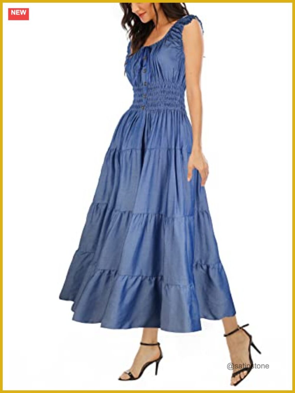 Boho Floral Print Tiered Maxi Dress Sleeveless Scoop Neck Flowy Casual Summer